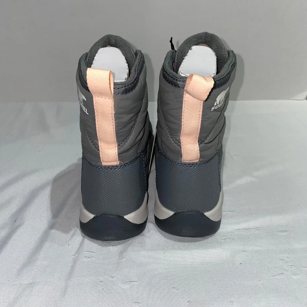 Sorel‎ Whitney II Puffy Mid Waterproof Winter Boots Kids Quarry Grey Pink 13
